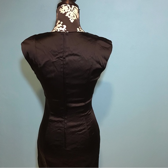 Calvin Klein * Bodycon Black Satin Formal Cocktail Dress GUC Woman’s Petite 4P 4 - Picture 5 of 10